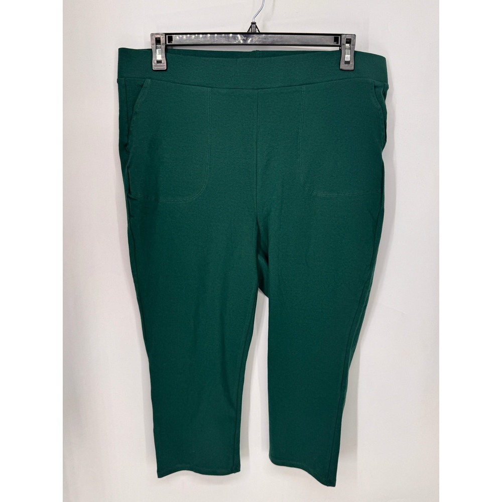 Torrid Pants Womens 3 Green EUC Cotton Spandex Crop Stretch Pocket Leggings